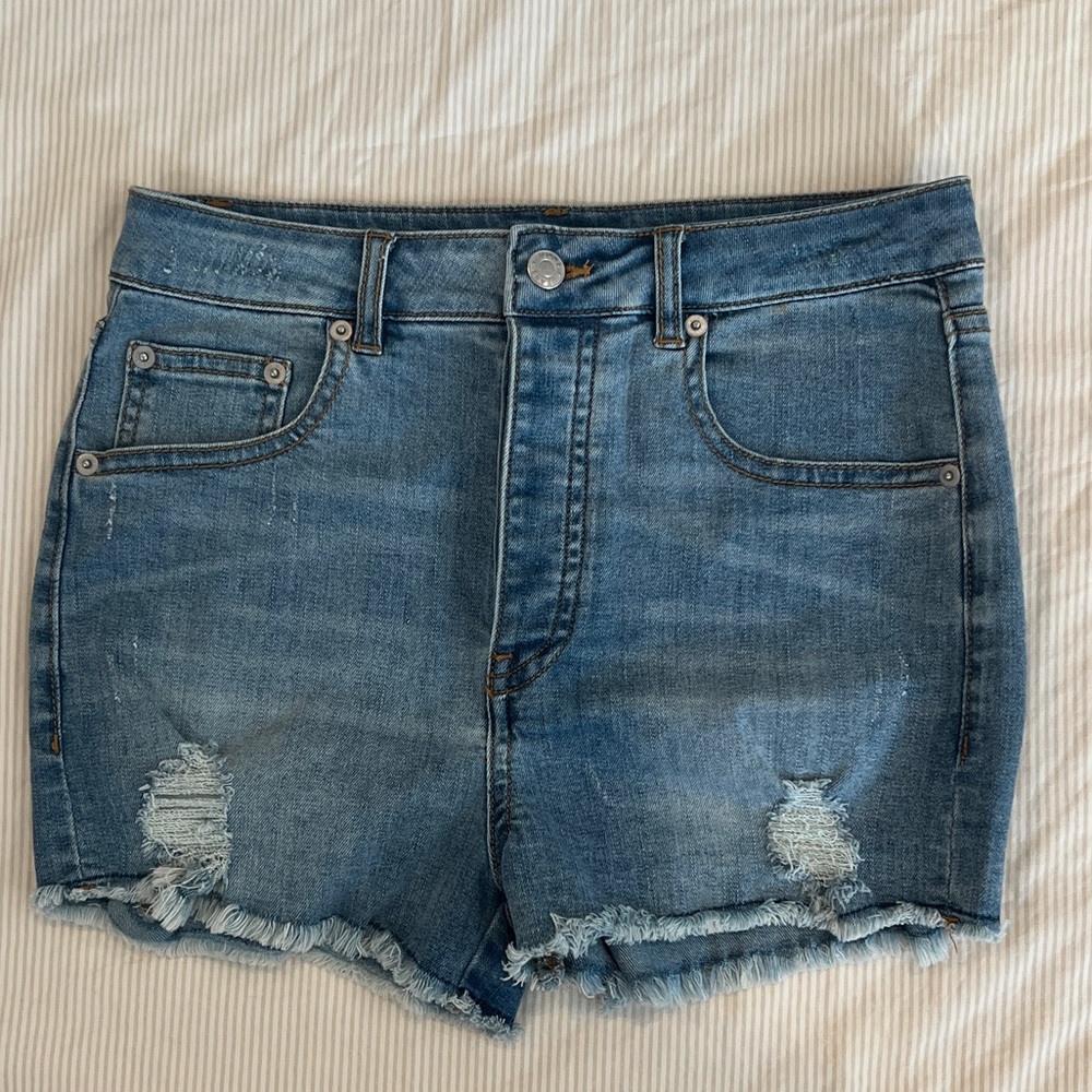 High rise denim shorts
